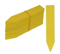 Plant Labels for Outdoor Plants 100pcs Garden Re-usable Plant Labels Waterproof T-Type Sign Tags Plastic Markers Record Plate Flower Vegetables Potted Stakes(Yellow 9.9x1.8cm)