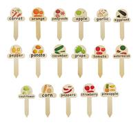Plant Labels for Seedlings - Wooden Plant Sticks Set with 17 Pieces, Weatherproof Plant Signs for Fruit Flowers Succulents