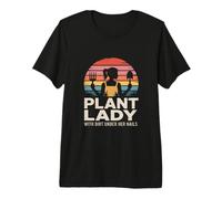 Plant Lady with Dirt Under Her Nails Retro Gardening Premium T-Shirt