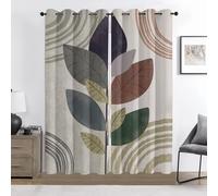 Plant Leaves Curtains, Modern Abstract Thermal Insulated Noise Reducing Blackout Curtain, Botanical Drapes for Bedroom Living Room 46” W x 72” L 2 Panels B33q