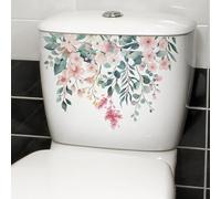 Plant Leaves Flowers Toilet Seat Lid Stickers Self-Adhesive Bathroom Wall Stickers Toilet Lid Decals DIY Removable Waterproof Toilets Sticker for Bathroom Cistern Decor,Toilets Accessories