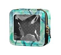 Plant Leaves Pattern Blue Imitated Cute Makeup Bag Travel Bag Transparent Travel Bags for Toiletries Mini Makeup Containers, Multi, 1 Size, Colorful, multi-coloured, 1 size, Colorful