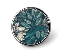 Plant Leaves Pattern Lapel Pin Durable Metal Round Brooch Pins Lightweight & Elegant Badge for Shirts, Jackets, Backpack & Gifts