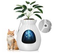 Plant Litter Box Equipped with Odor Removal System,Hidden Cat Planter Litter Box Enclosure for Big Cats,Enclosed Secret Cat Litter Box with Artificial Plant & Cobblestone,Easy to Clean and Assemble
