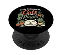 Plant Lover Gardening Cat Easily Distracted By Cats And PopSockets Adhesive PopGrip
