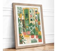 Plant Lover's Interior Botanical Framed Wall Art Print A1 Oak
