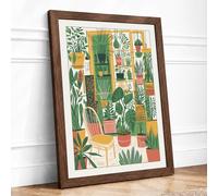 Plant Lover's Interior Botanical Framed Wall Art Print A1 Walnut