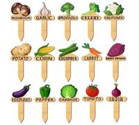 Plant Markers, Wooden Vegetable, Eco Friendly Lightweight Wood Natural Look Long Lasting Handy Size Farmhouse Charm, Nursery Accessories for Seedlings, Vegetable, Raised, Bed 5.91x3.15 Inches