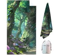 Plant Microfibre Beach Towels for Adults Extra Large, 180 x 90 cm Green Quick Dry Beach Towel with Storage Bag Lightweight Swimming Towel, Sand Free Sun Lounger Towels for Travel, Holiday, Yoga 2X-S