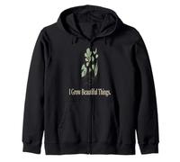 Plant Mom I Grow Beautiful Things Zip Hoodie
