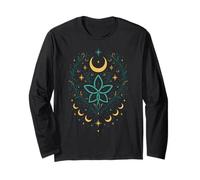 Plant Moon Green Witch Botanical Magic with Moon Phases Long Sleeve T-Shirt