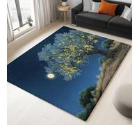 Plant Mountaintop Olive Tree Cartoon Area Rug 80x150cm Washable Anti-Slip Nature Carpet for Peace Seekers in Lounge & Hallway floor decor mat Sky Blue