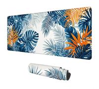 Plant Mouse Mat Large 700x300 mm Gaming Mouse Pad Leaf Mousepad, Waterproof Desk Pad Keyboard Mat for Computer Accessories, Mousemat with Non-Slip Base Stitched Edges for Gifts for Men Office L-25