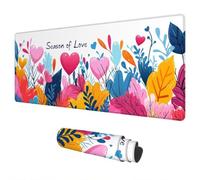 Plant Mouse Mat Large 800x400 mm Gaming Mouse Pad Heart Mousepad, Waterproof Desk Pad Keyboard Mat for Computer Accessories, Mousemat with Non-Slip Base Stitched Edges for Gifts for Men Office L-35