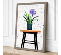 Plant on Wooden Stool Canvas Wall Art Print 30x20 Inch