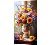 Plant Paint by Numbers for Adults, Paint by Numbers Flower, Digital Painting for Adults Beginners with 3 Brushes and Acrylic Paints, DIY Oil Painting Craft Art for Home Wall Decor 32x64 Inch w0-1437