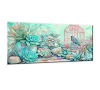 Plant Paint by Numbers for Adults, Paint by Numbers Kits On Canvas, DIY Digital Painting for Adults Beginners with Acrylic and Brushes, Birdcage Oil Painting Craft for Home Wall Decor 8x16 Inch w0-843