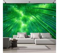 Plant Photography Sunlight Filters Through The Bamboo Forest Panoramic Wall Mural, Green Wallpaper 300x210cm (W x H), Modern Large-Scale Wall Art Mural Panoramic Poster for Living Room Bedroom Office