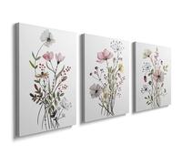 Plant Picture with Frame Canvas Flowers - Paintings Artwork 3 Pieces Poster and Prints 1001