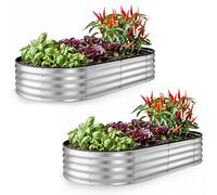 Plant & Plot Galvanized Raised Garden Beds Outdoor // 6×3×1 ft (2-Pack) Planter Raised Beds for Gardening, Vegetables, Flowers // Large Metal Garden Box // Patented Tool-Free Design (Silver)