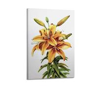 Plant Poster Watercolor Yellow Lilies for Bathroom Decorative Painting Canvas Wall Posters And Modern Family Bedroom Decor 20x30inch(50x75cm)