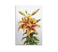 Plant Poster Watercolor Yellow Lilies for Bathroom Decorative Painting Canvas Wall Posters And Modern Family Bedroom Decor 16x24inch(40x60cm)