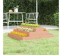 Plant Pot 80 x 80 x 27 cm Made of Solid Douglas Fir Wood, Raised Garden Bed for Outdoor Plants, Robust Stair Step Design, Ideal for Flowers and Vegetables