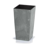 Deuba® 49Litre Square Concrete Effect Plant Pot | 32.5x32.5x61cm Textured Look | Including Shelf Insert | Weatherproof UV Resistant Garden Patio Flower Planter Box | Grey