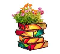 Plant Pot, Flower Pot in the Shape of Stacked Books - Decorative 3D Cute Vases for Home Plants Balcony Decoration Patio Book Lovers Indoor