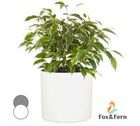 Plant Pot Indoor Flower Planter Garden Patio Drainage Fibrestone 25 cm White
