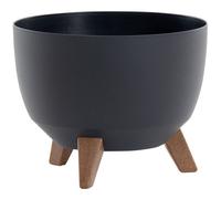 Plant Pot OSLO Anthracite 29X23 Cm With Insert & Wooden Feet