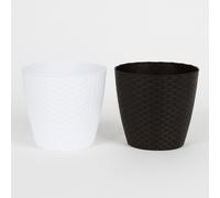 Plant Pot Planter Natural D 24 Cm Rattan Look - Set Of 6