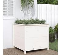Plant Pot White 82.5 x 82.5 x 78 cm, Solid Pine Wood for Garden, Balcony, Patio, Raised Bed for Vegetables, Herbs, Flowers