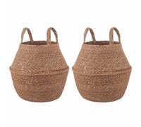 Plant Pot with Handles 100% Seagrass Woven Planter Cylindrical Holder vidaXL