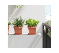 Plant Pots 24pc Brick Red Plastic Square 20x20x16cm Drainage Indoor/Outdoor Set