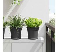 Plant Pots 24pcs Black Plastic Ø19 x 16.5cm Drainage Rolled Rim Indoor Outdoor
