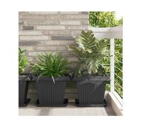 Plant Pots 24pcs Black Plastic Square 43x43x33.5cm Indoor Outdoor Drainage Holes