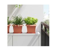 Plant Pots 6pc Brick Red 23x23x17.5cm Plastic Square Planters Indoor/Outdoor Set