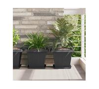 Plant Pots 6pcs Black Plastic Square 33x33x26cm Lightweight Drainage Indoor Rim