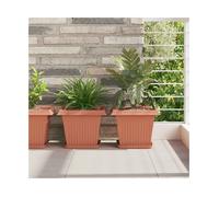Plant Pots 6pcs Brick Red 28.5x28.5x22cm Plastic Square Planters Indoor Outdoor
