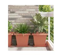 Plant Pots 6pcs Brick Red Plastic Square 43x43x33.5cm Lightweight Indoor Outdoor
