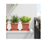 Plant Pots Brick Red 16x16x14cm Plastic Square Planters 24pcs Set Indoor/Outdoor