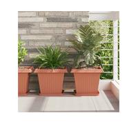 Plant Pots Brick Red Plastic Square 33x33x26cm Lightweight Set of 24 for Balcony