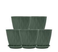 Plant Pots Indoor 15cm Large Flower Pot Set, 5 Pack Plastic Planter with Drainage Holes for Monstera Succulent Peace Lily, Decorative Container