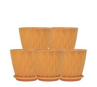 Plant Pots Indoor 15cm Large Flower Pot Set, 5 Pack Plastic Planter with Drainage Holes for Monstera Succulent Peace Lily, Decorative Container