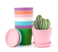 Plant Pots Indoor,8 PCS Small Plant Pots,10 Cm Plant Pots,Indoor Plant Pot,Flower Pots,Orchid Pots,Plastic Plant Pots,Flower Pots Outside,Plant Pots Plastic,Open Flowerpot, Colorful Plastic Plan