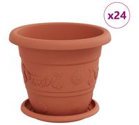 vidaXL Plant Pots 24 pcs Brick Red Ã 22 x 18 cm Plastic