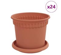 Plant Pots Black Ø19 x 16.5 cm Plastic Set of 6 Lightweight Drainage Holes urban
