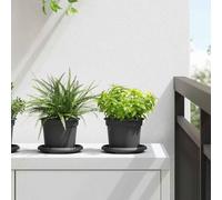 Plant Pots Set 24 Black Plastic Ø12.5x10cm Cylindrical Drainage Holes Modern