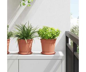 Plant pots set 24pc Brick Red Plastic Ø19 x 16 cm Drainage Holes Rolled Rim Mini